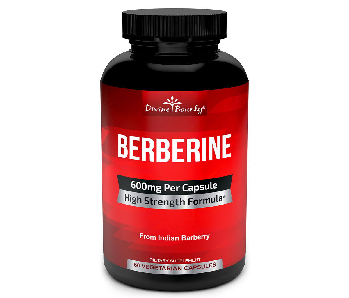 Divine Bounty Pure Berberine Complex - 600mg Per Capsule Berberine HCl Supplement - 60 Vegetarian Capsules